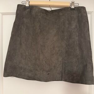 Blank NYC Greenish Charcoal Suede Mini Skirt
